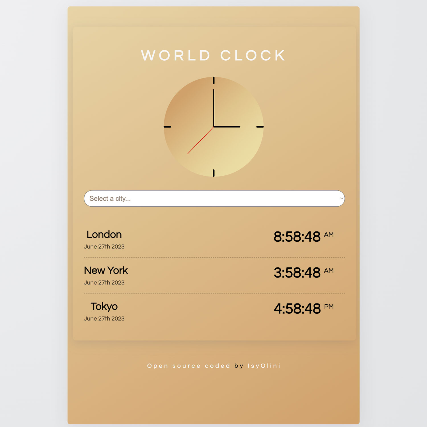 IsyOlini World Clock app preview